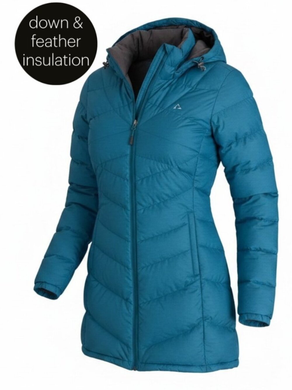 PARADOX Teal Blue Hooded Long Down Puffer Coat Jacket size XL